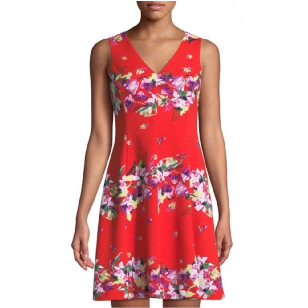 Julia Jordan casual red floral dress